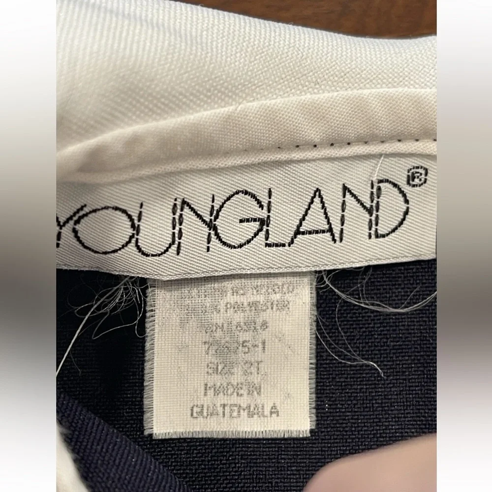 Youngland VTG 80s little‎ girls sailor dress size 2T nautical navy blue pleated